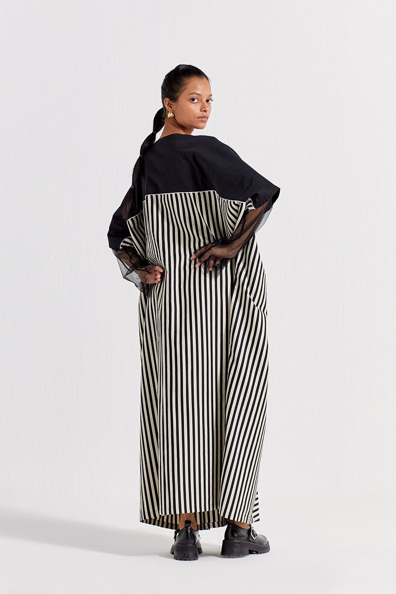 Drawstring Kaftan - Black Stripe - Three