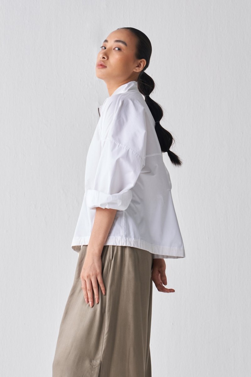 Drawstring Top Co ord - White - Three