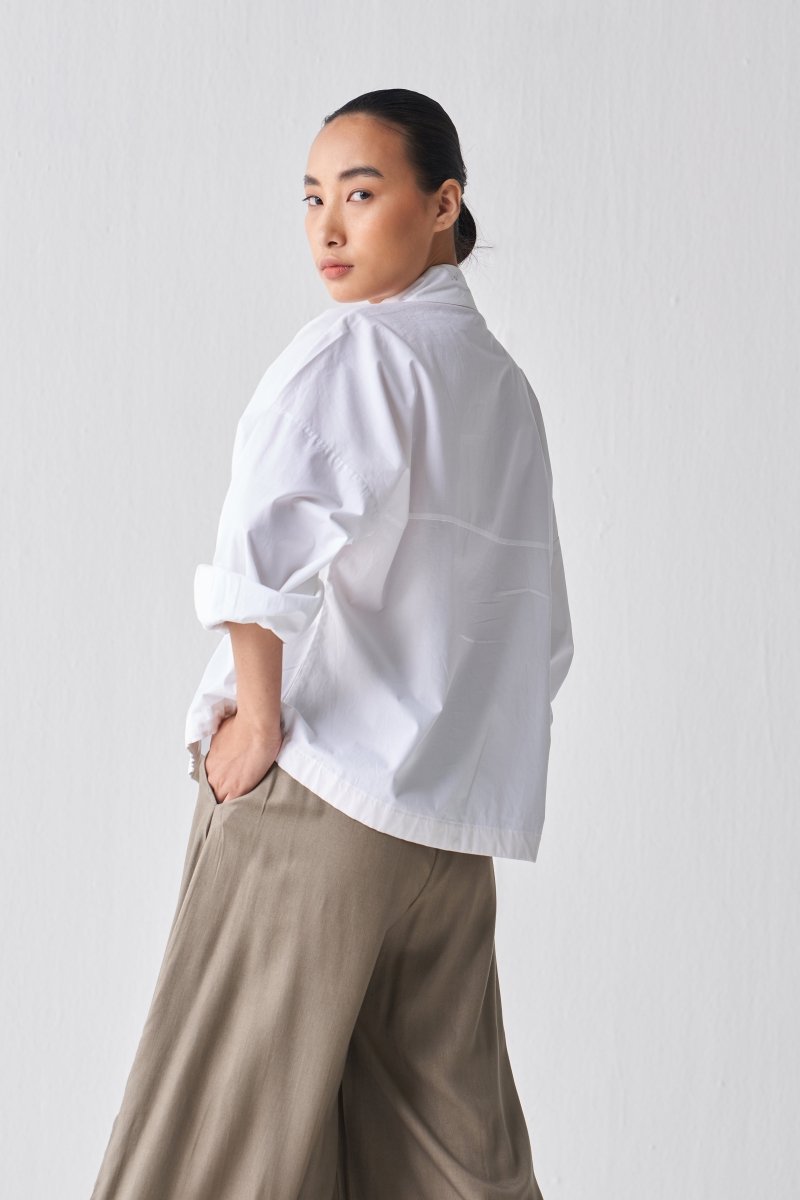 Drawstring Top Co ord - White - Three