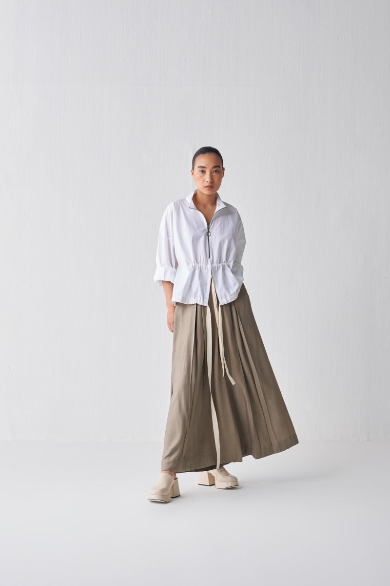 Drawstring Top - White - Three