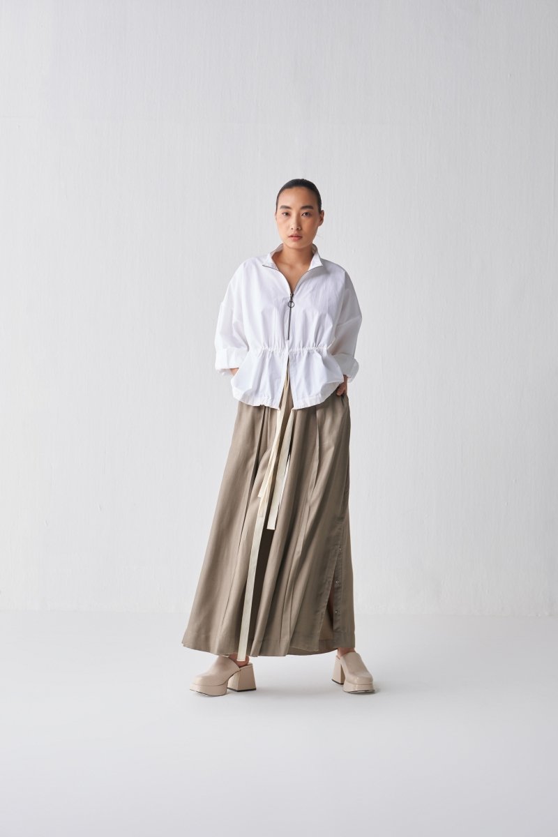 Drawstring Top - White - Three