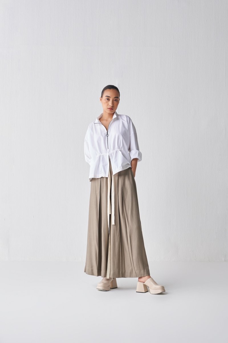 Drawstring Top - White - Three