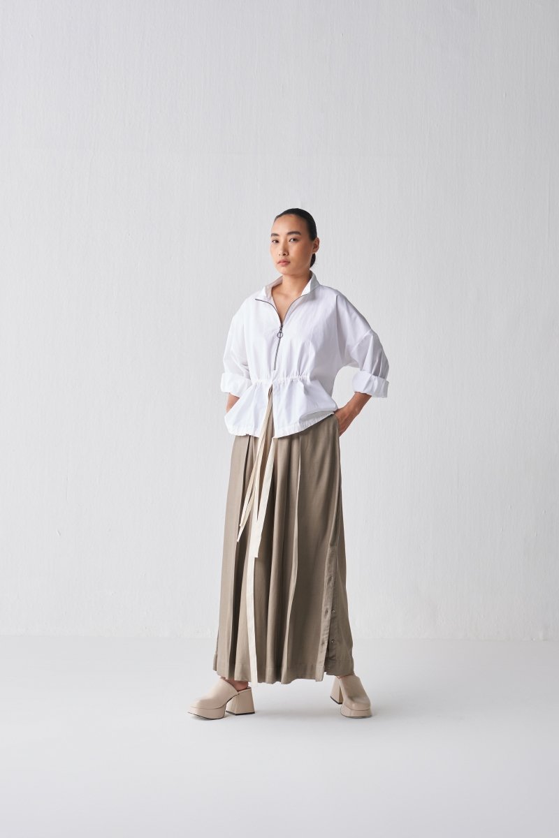 Drawstring Top - White - Three