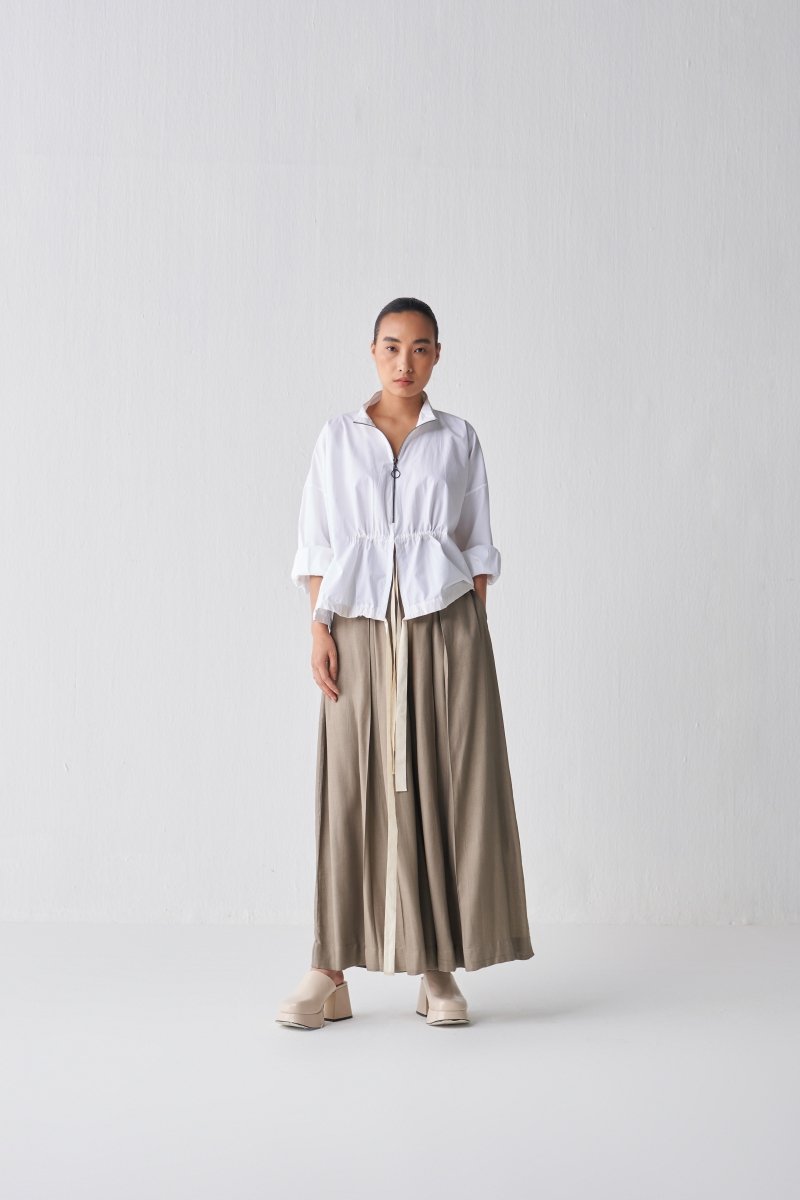 Drawstring Top - White - Three