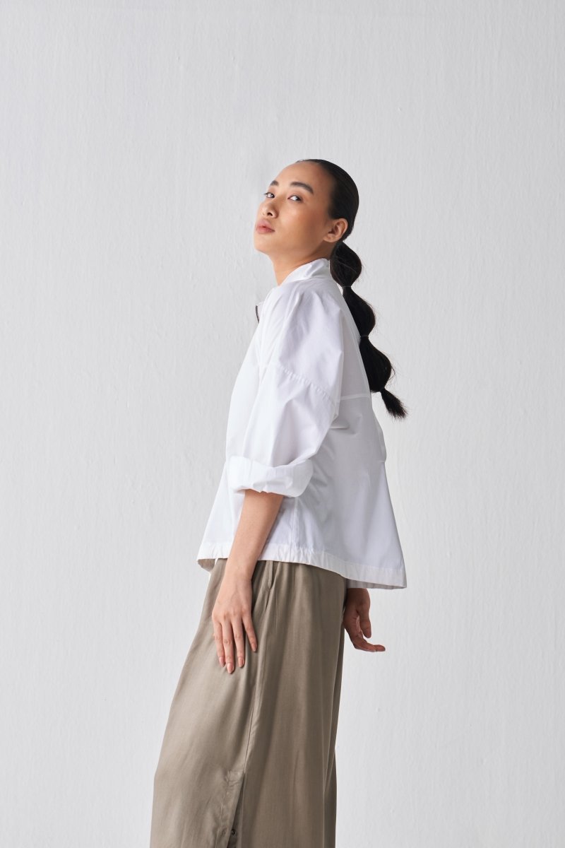 Drawstring Top - White - Three