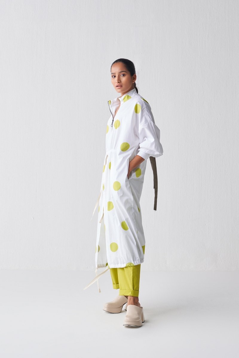 Drawstring Tunic Co ord - Lime Polka - Three