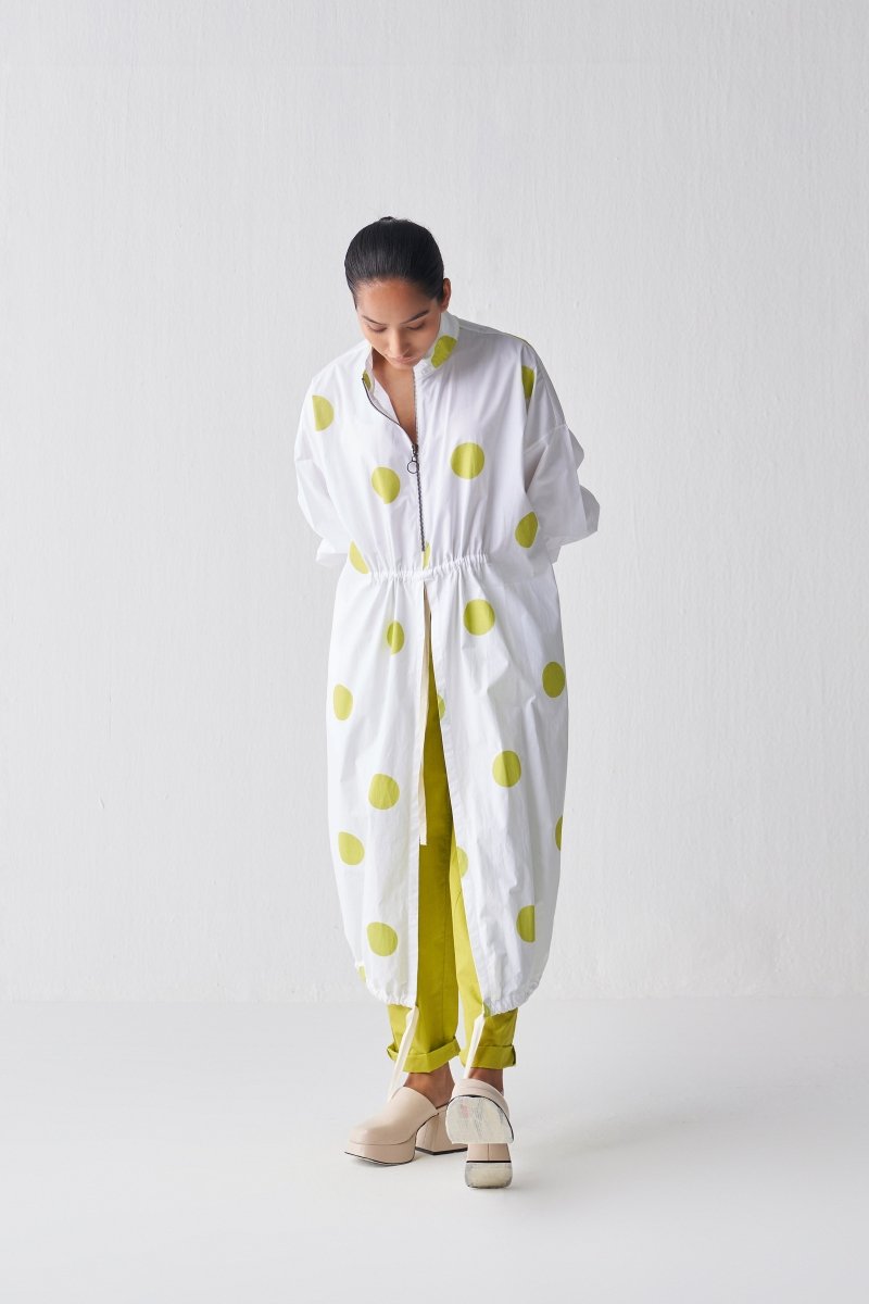 Drawstring Tunic - Lime Polka - Three