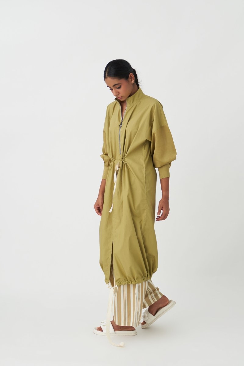 Drawstring Tunic - Moss Green - Three