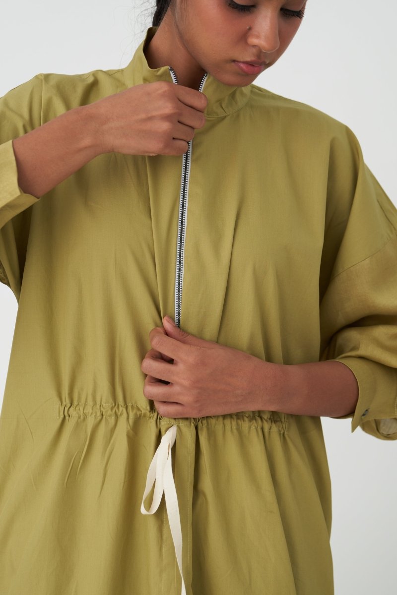 Drawstring Tunic - Moss Green - Three