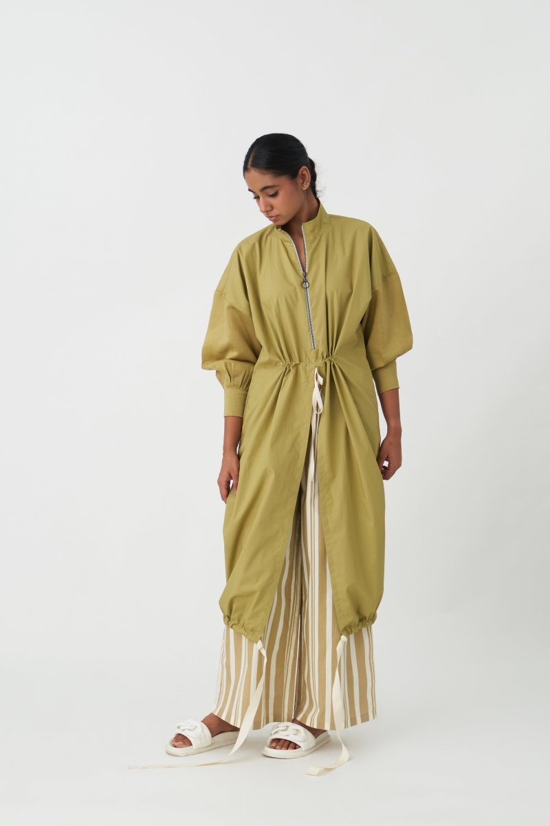 Drawstring Tunic - Moss Green - Three