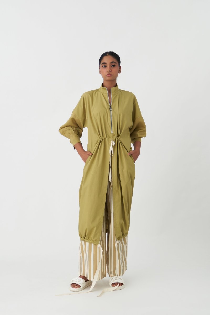 Drawstring Tunic - Moss Green - Three