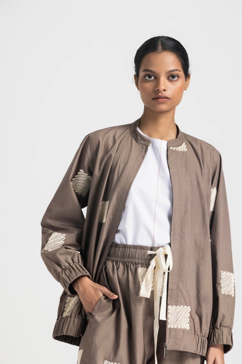 Emb. Bomber Jacket Co-ord - Cedar (Set of 3) - Three