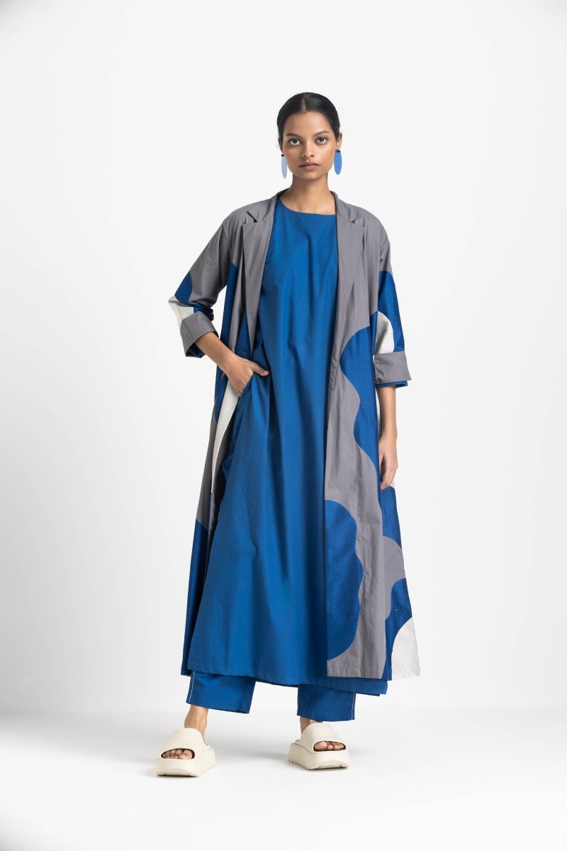 Floral Applique Jacket Co-ord - Electric Blue (Set of 3) - Three