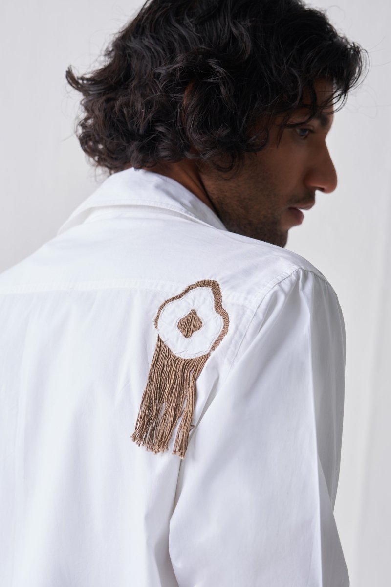 Fringe-Applique Shirt - White - Three