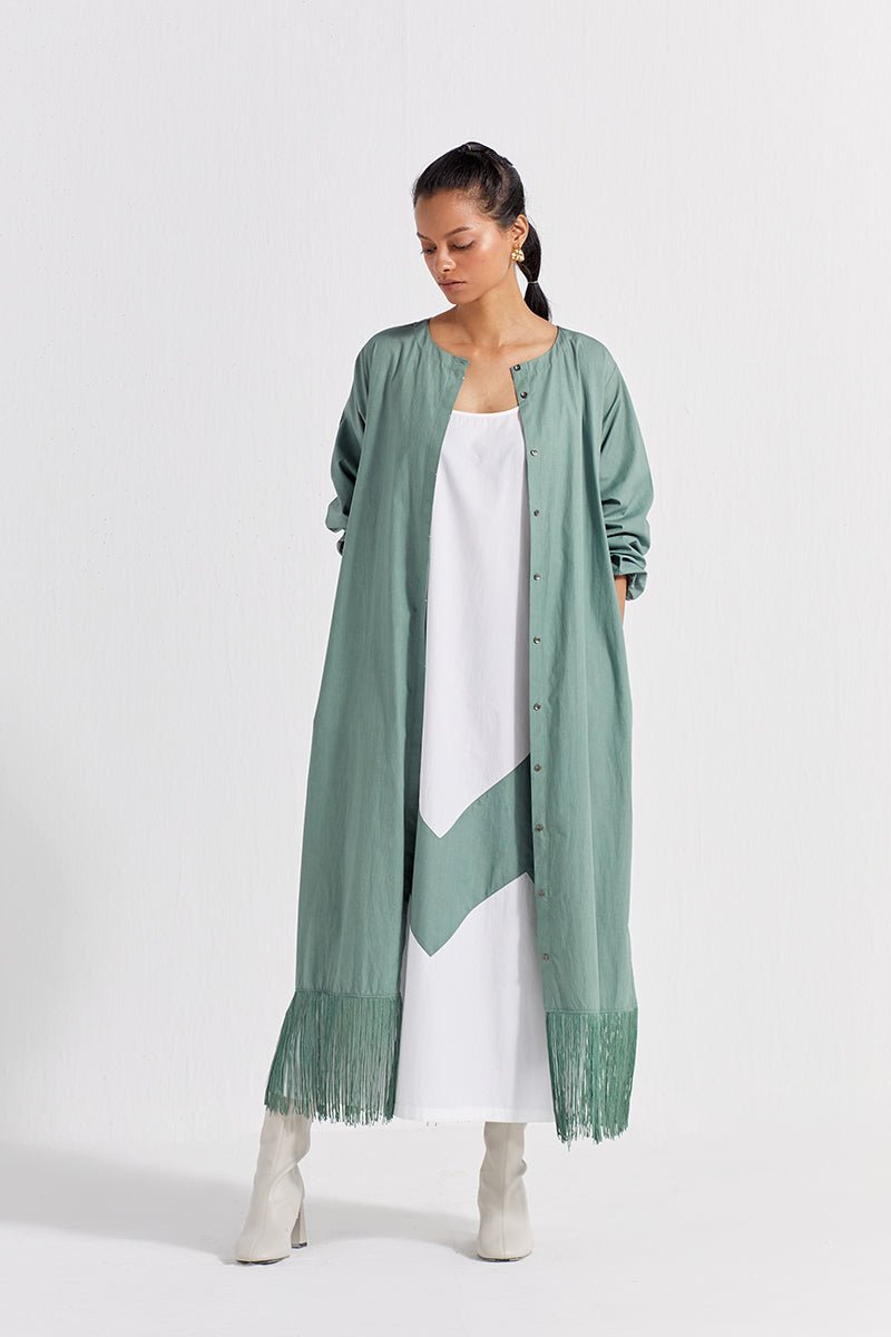 Fringe Back Yoke Jacket - Jade - Three