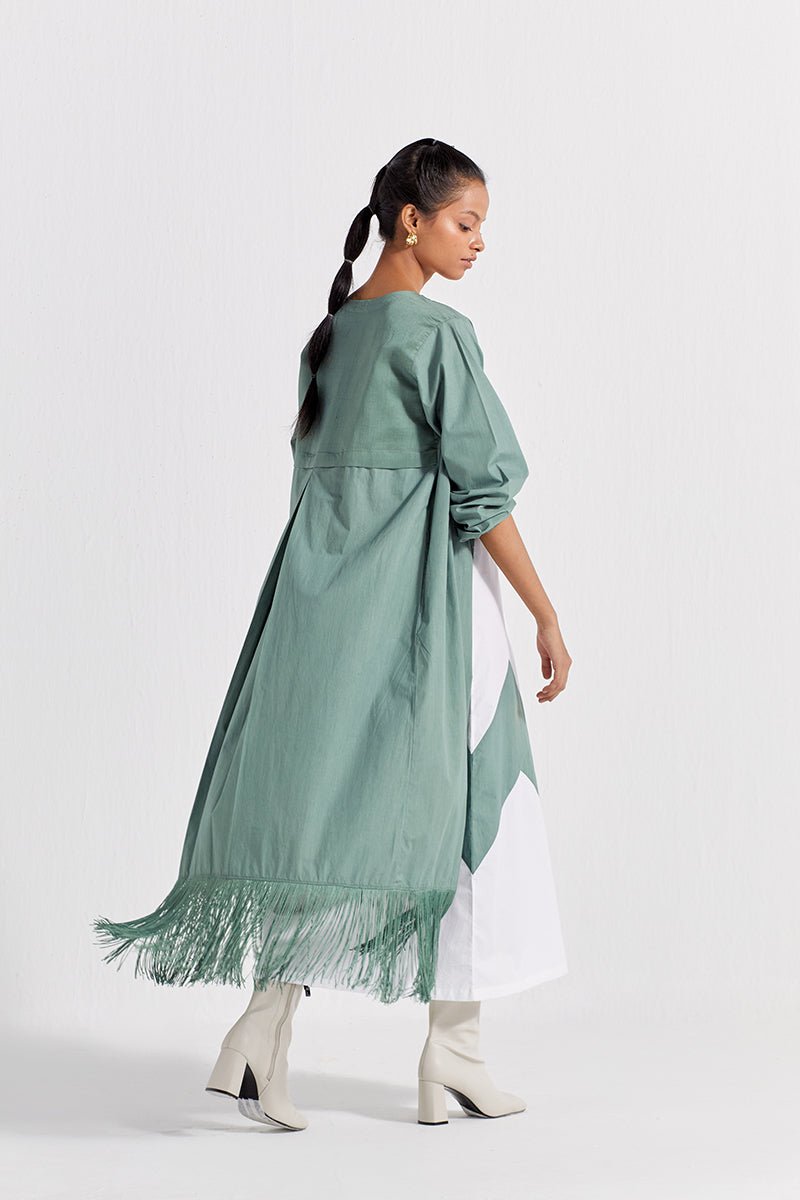 Fringe Back Yoke Jacket - Jade - Three