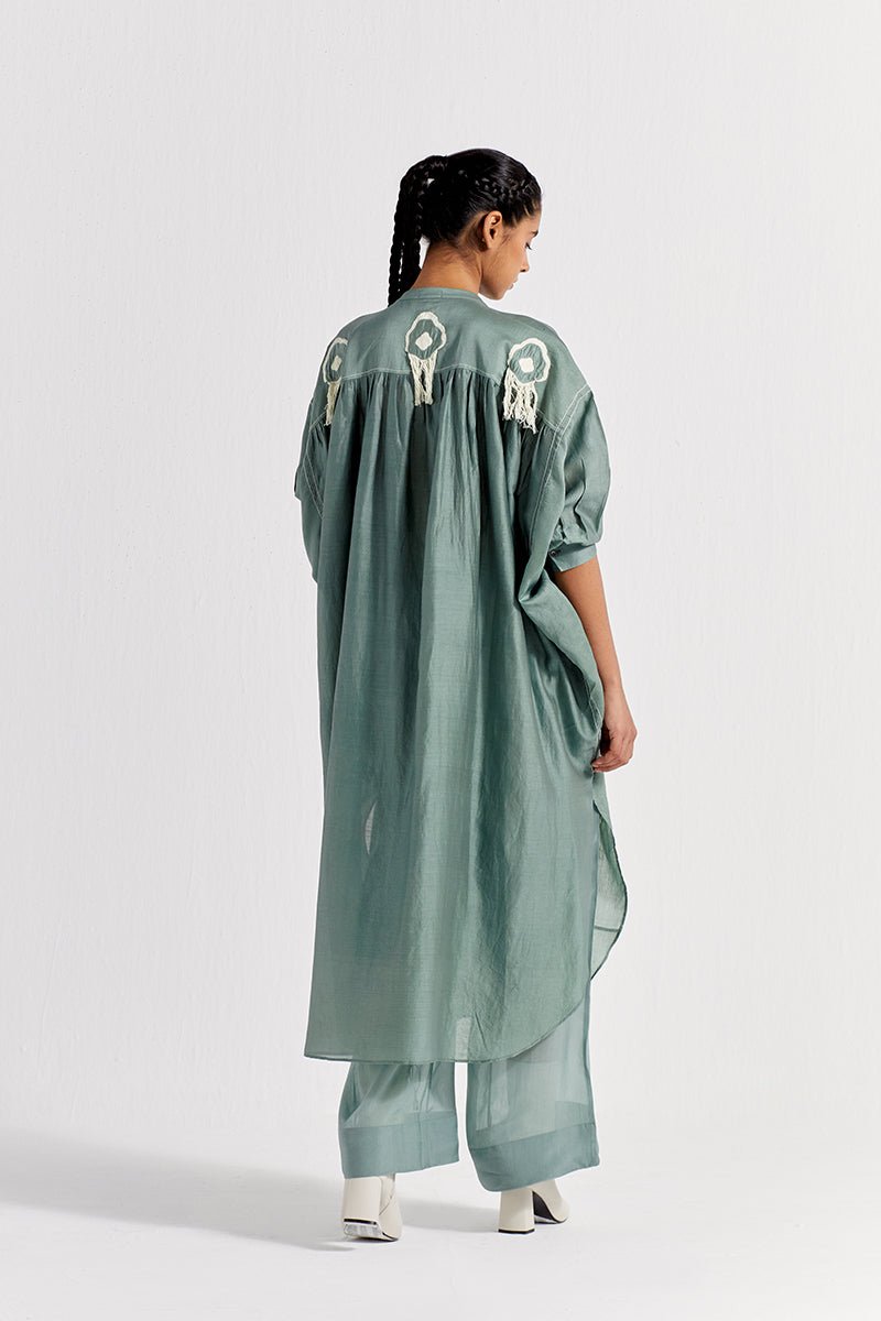 Fringe Bat Sleeve Shirt - Jade - Three