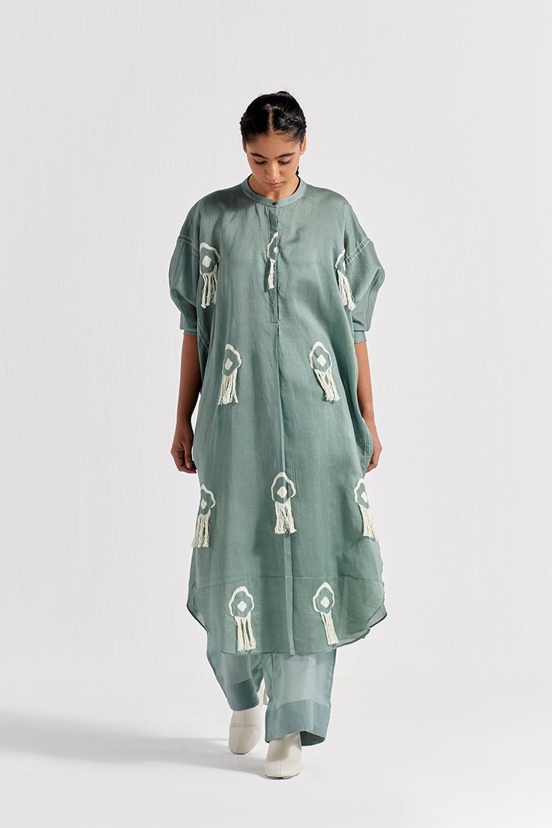 Fringe Bat Sleeve Shirt - Jade - Three