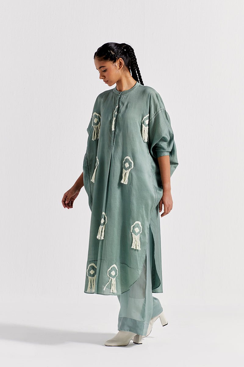 Fringe Bat Sleeve Shirt - Jade - Three