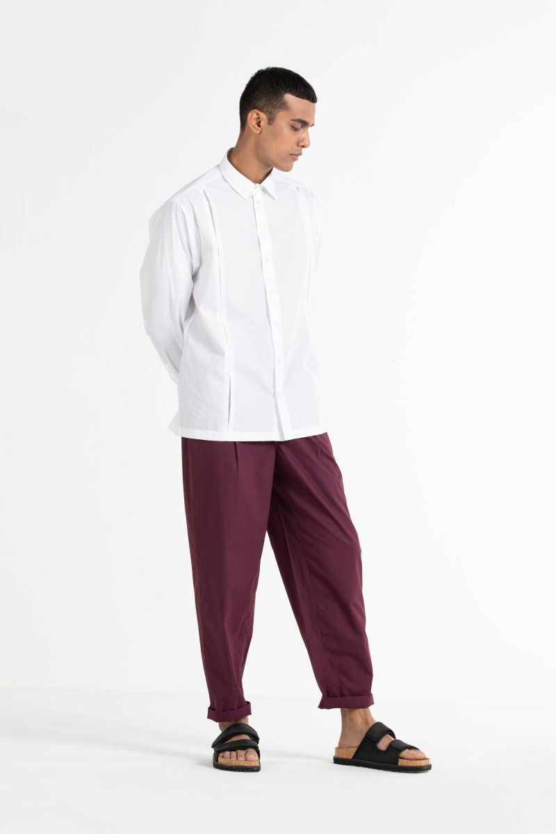 Pleated Pants HW, Wine