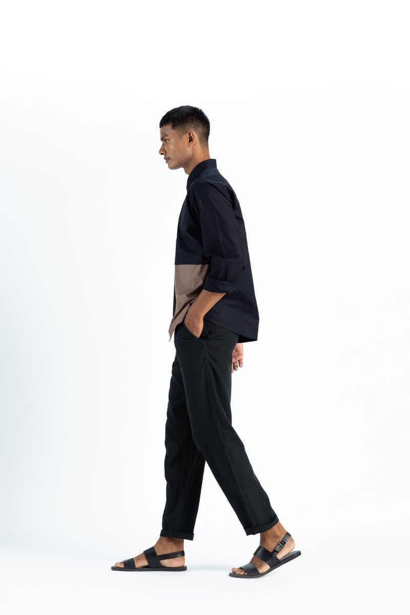 Front Pocket Shirt- Black - Three
