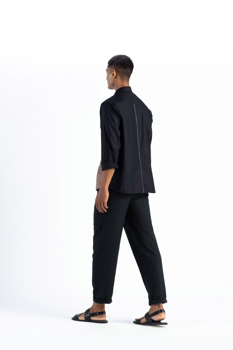 Front Pocket Shirt Co-ord- Black - Three