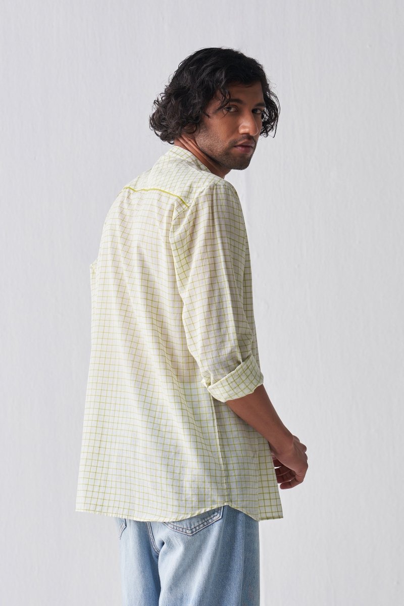 Front Pocket Shirt - Lime Check - Three