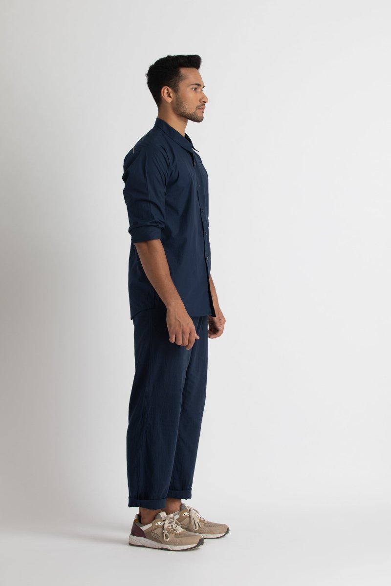 Front Pocket Shirt- Navy - Three