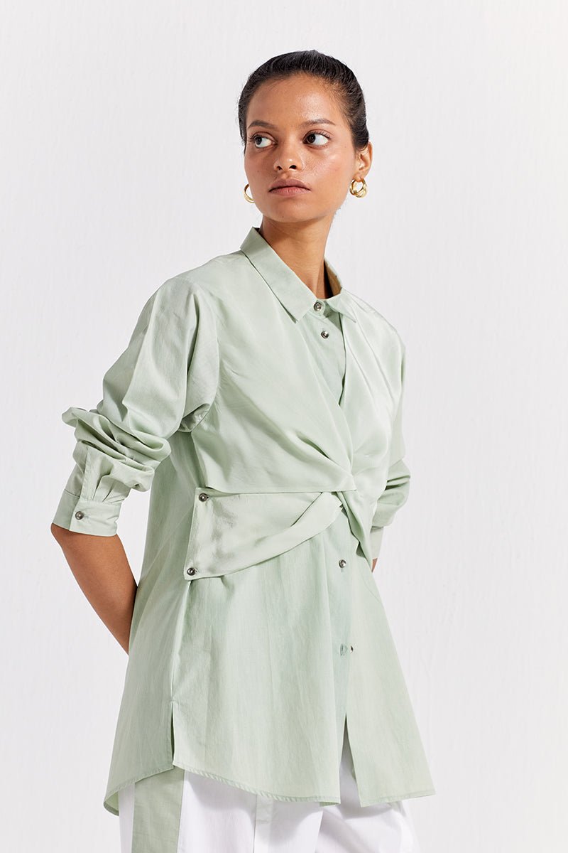 Front Twist Shirt Co-ord (Set of 2) - Mint - Three