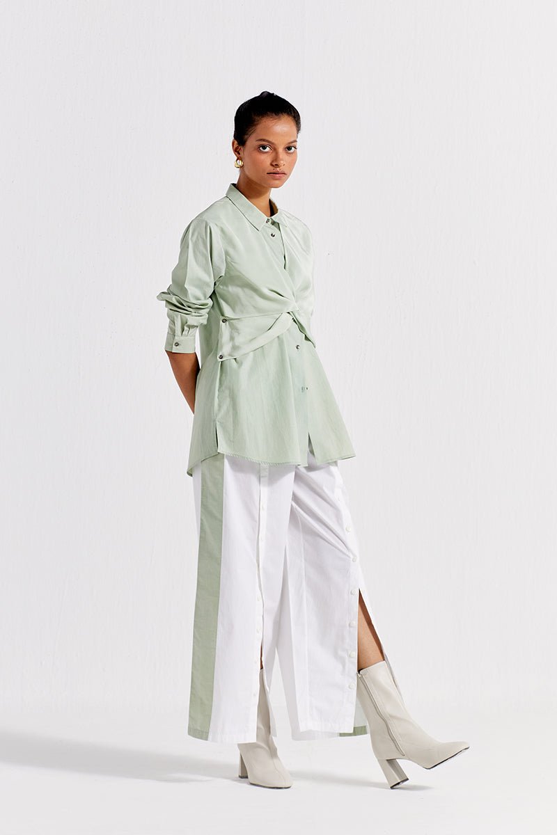 Front Twist Shirt Co-ord (Set of 2) - Mint - Three