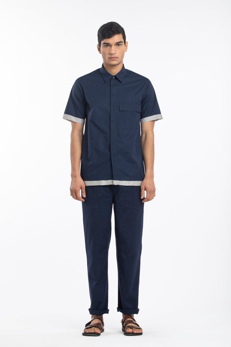 Half Sleeve Shirt Co-ord- Navy - Three