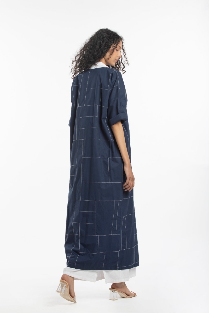 High Slit Dress Co-ord- Navy - Three