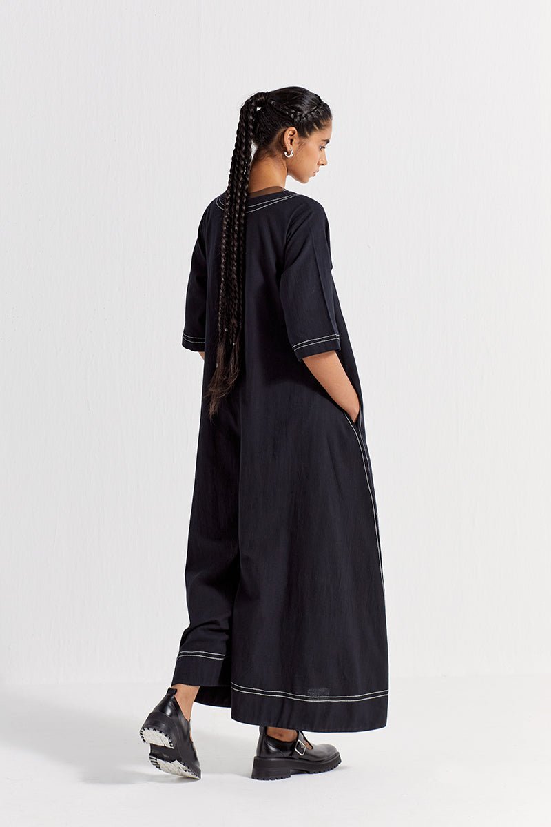 Jumpsuit (With Net Slip) - Black - Three