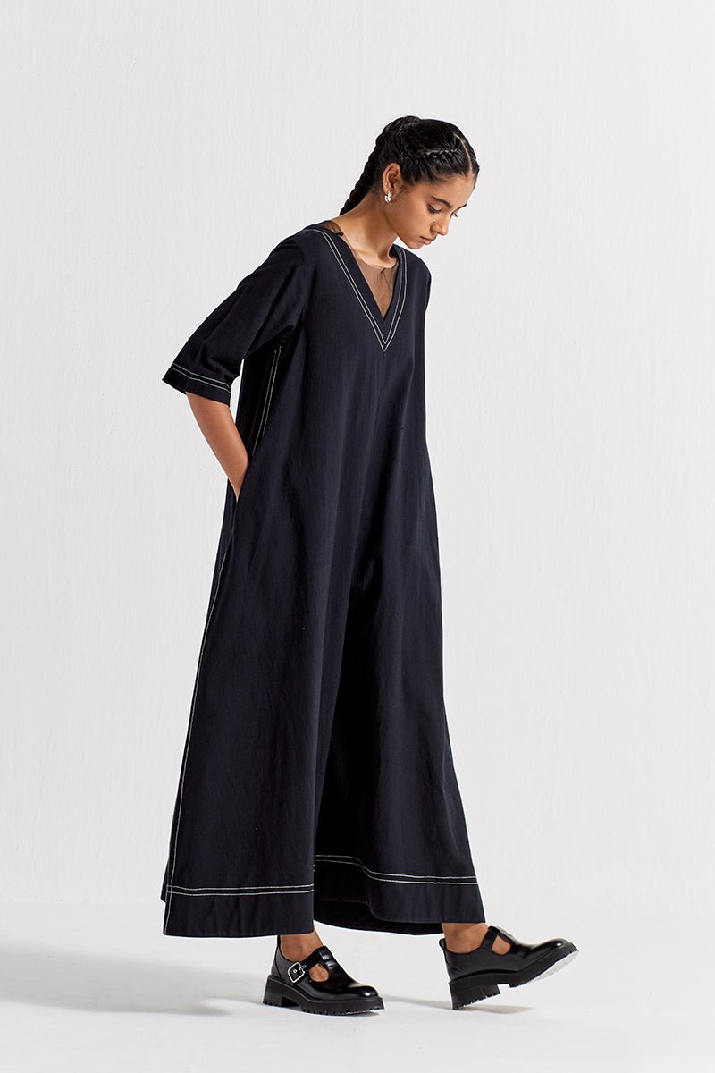 Jumpsuit (With Net Slip) - Black - Three
