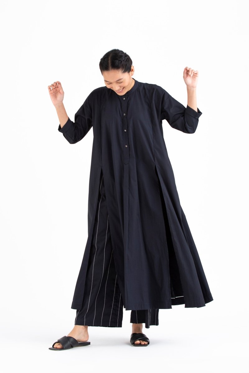 Panel Slit Shirt Co-Ord- Black - Three