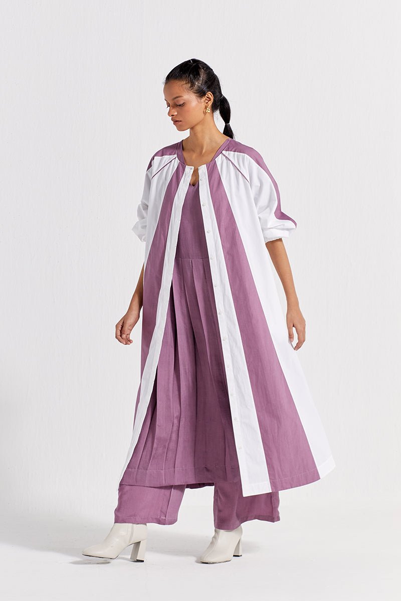 Panelled Jacket - White And Lilac - Three