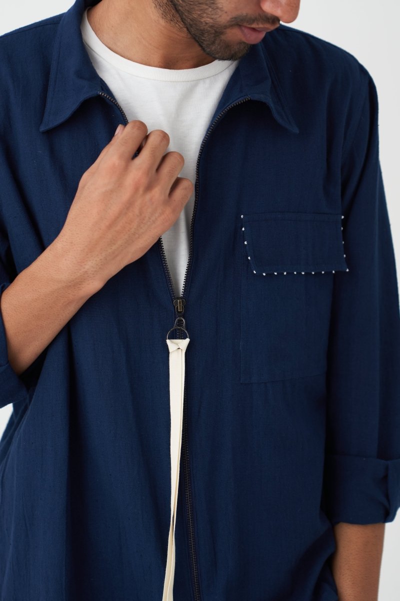 Patch Pocket Shacket- Navy - Three