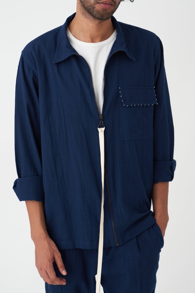 Patch Pocket Shacket- Navy - Three