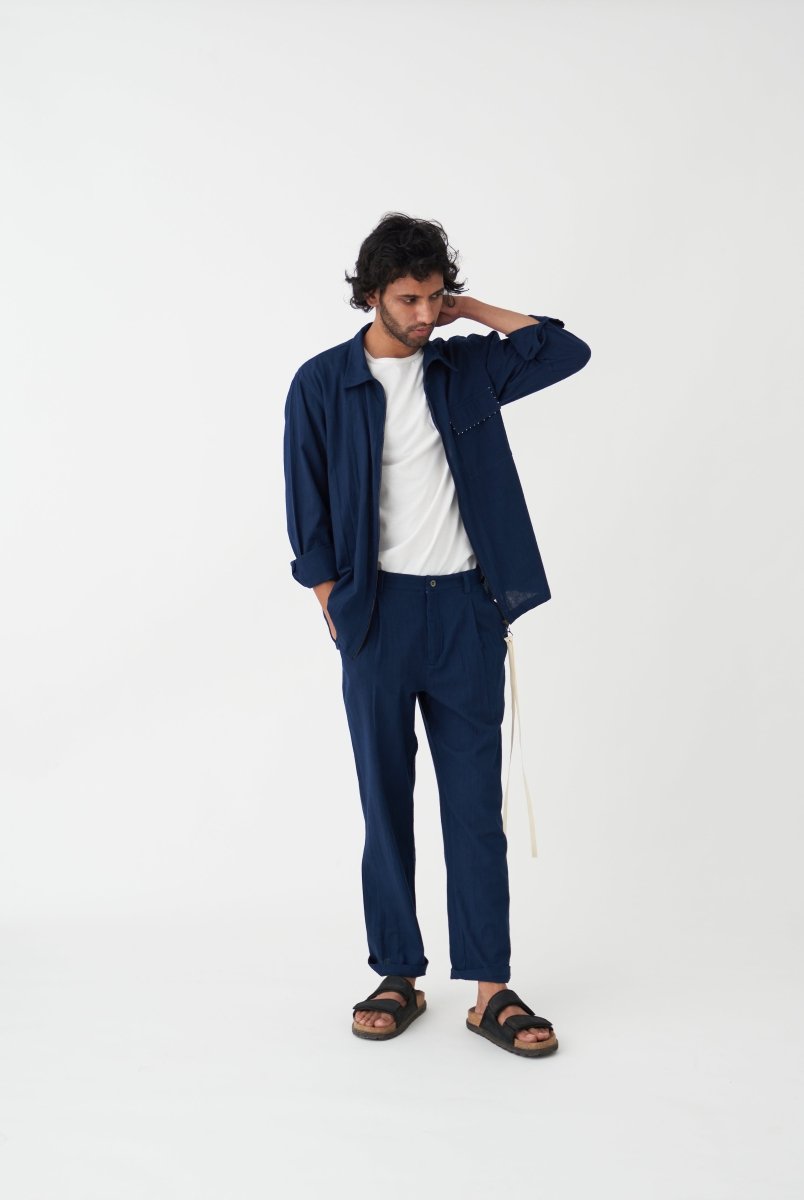 Short Jacket With Patch Pockets Navy