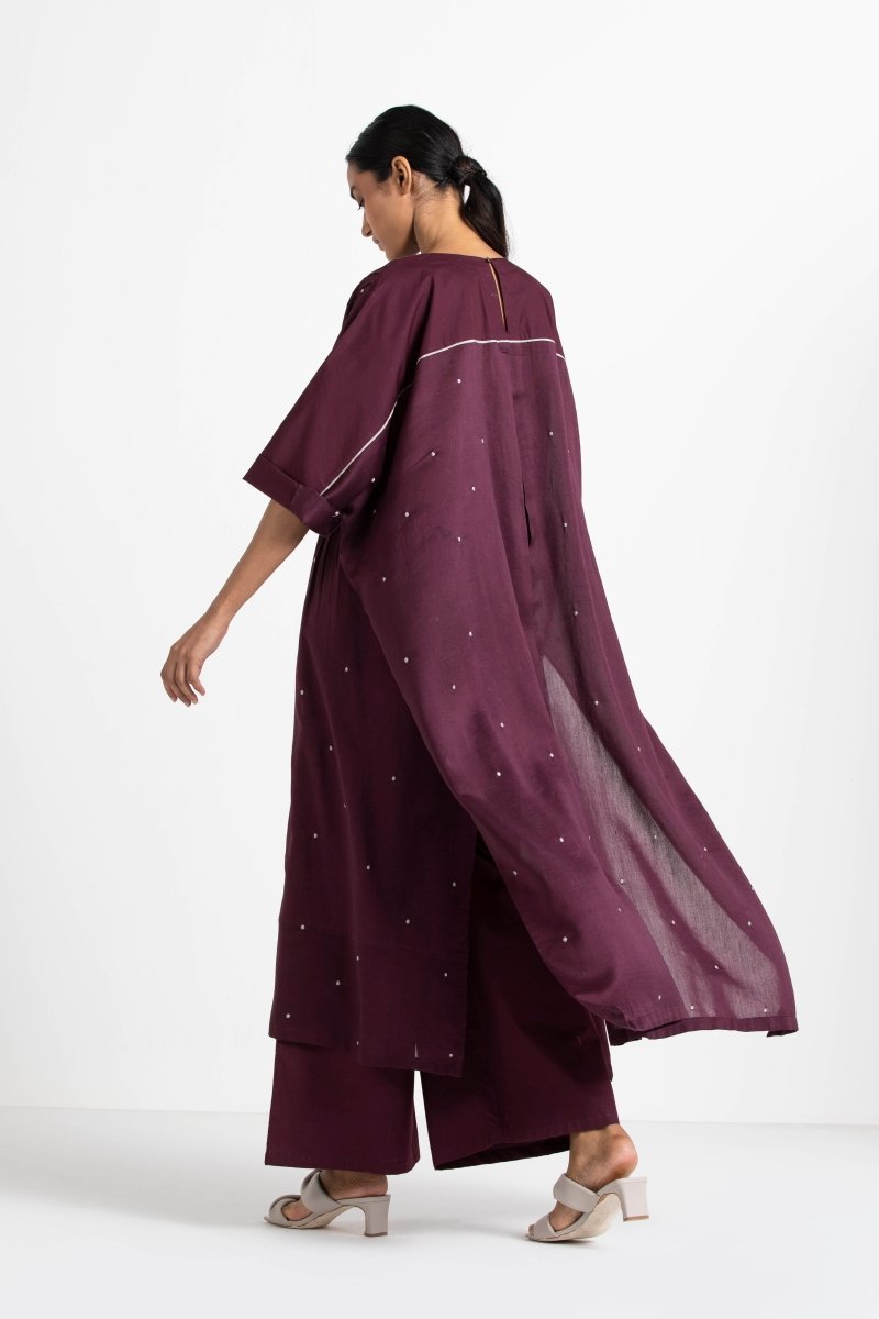 Pintuck Kaftan Co-ord Wine - Three