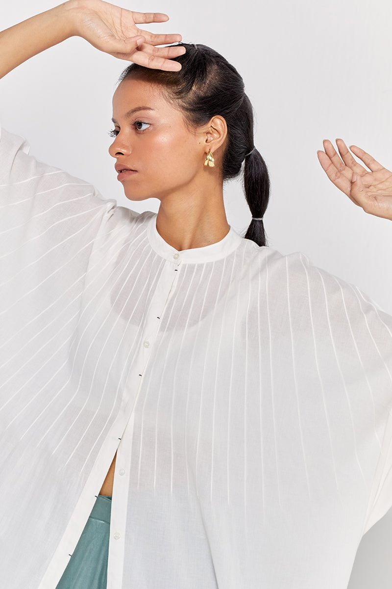 Pintuck Kaftan - White - Three