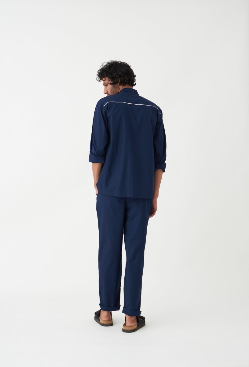 Piping Detail Shirt - Navy - Three