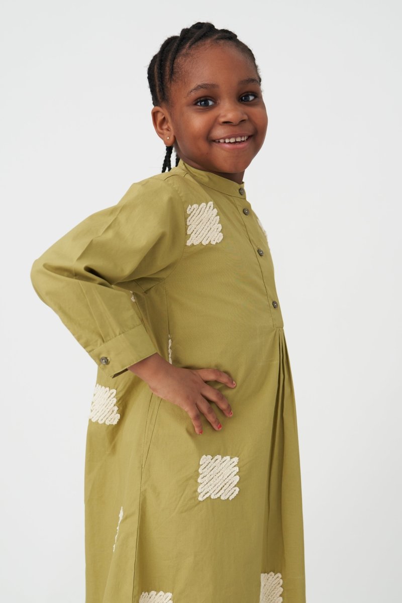 Placket Shirt Dress - Moss Green - Three