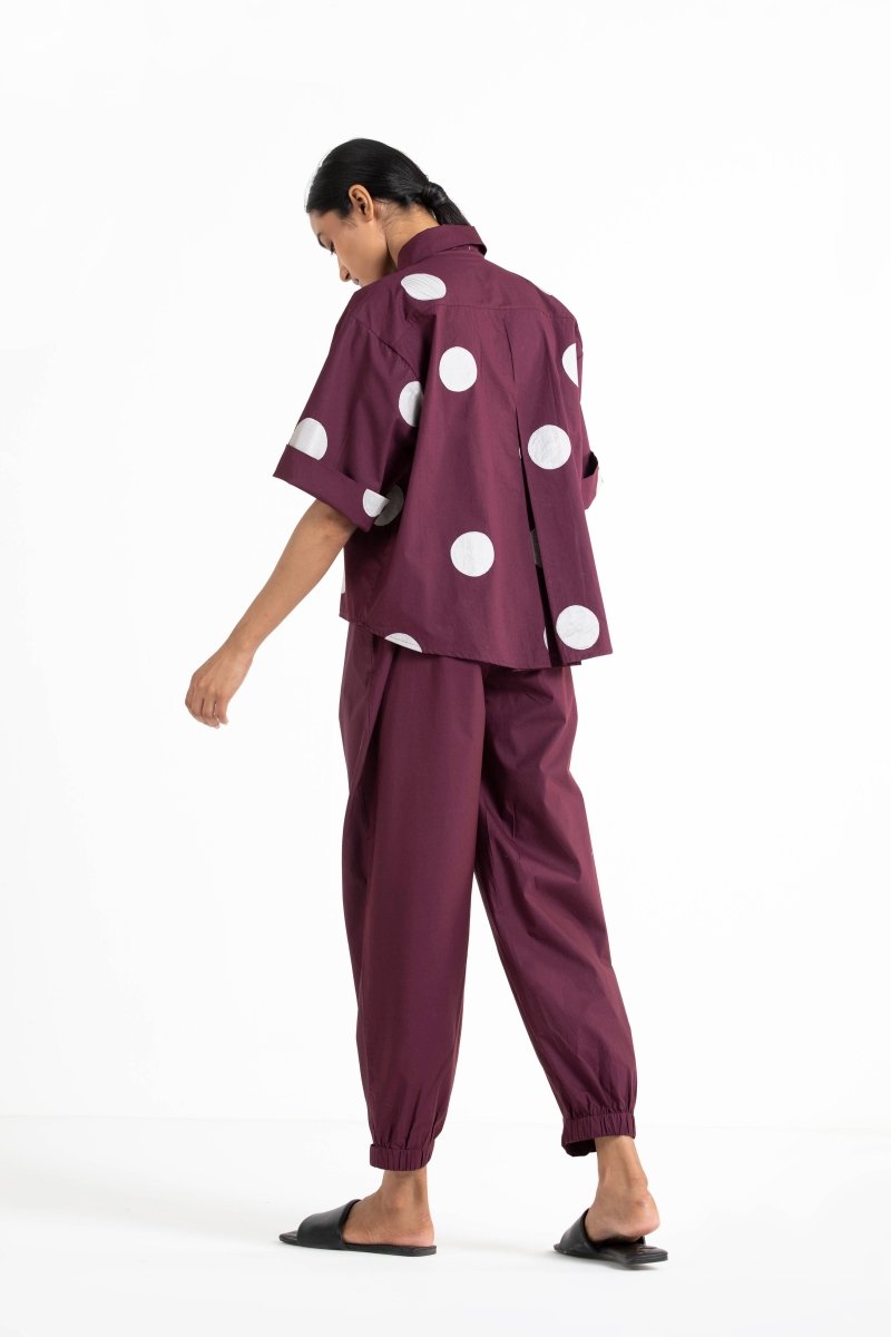 Short Top Co-ord - Wine Polka - Three