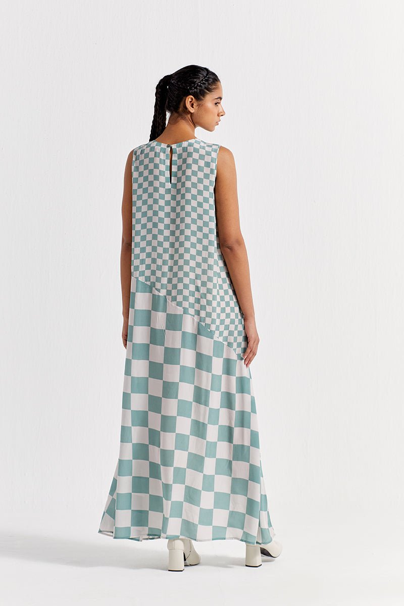 Sleeveless Asymmetric Dress - Jade - Three