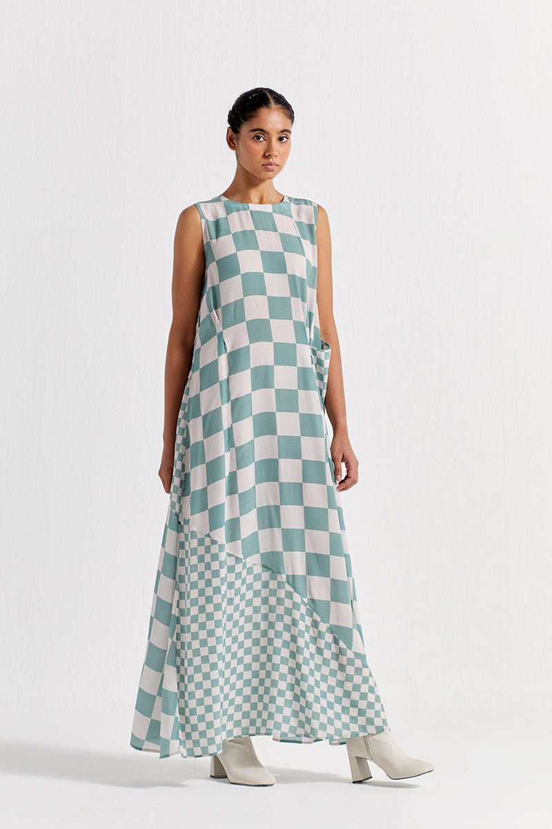 Sleeveless Asymmetric Dress - Jade - Three