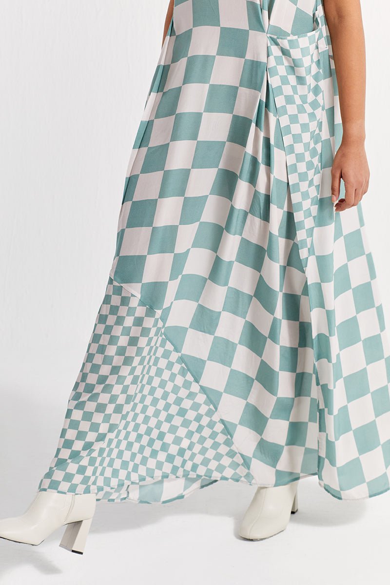 Sleeveless Asymmetric Dress - Jade - Three
