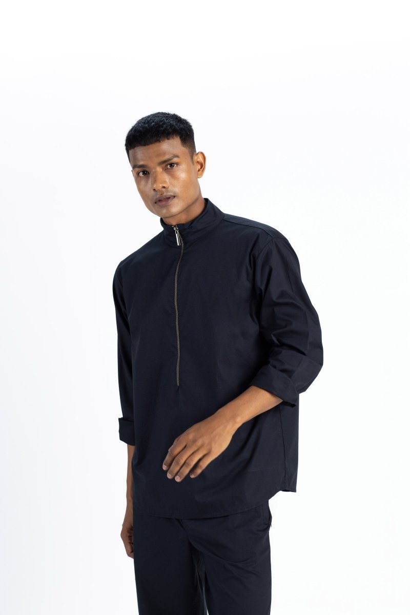 Turtle Neck Shirt- Black - Three