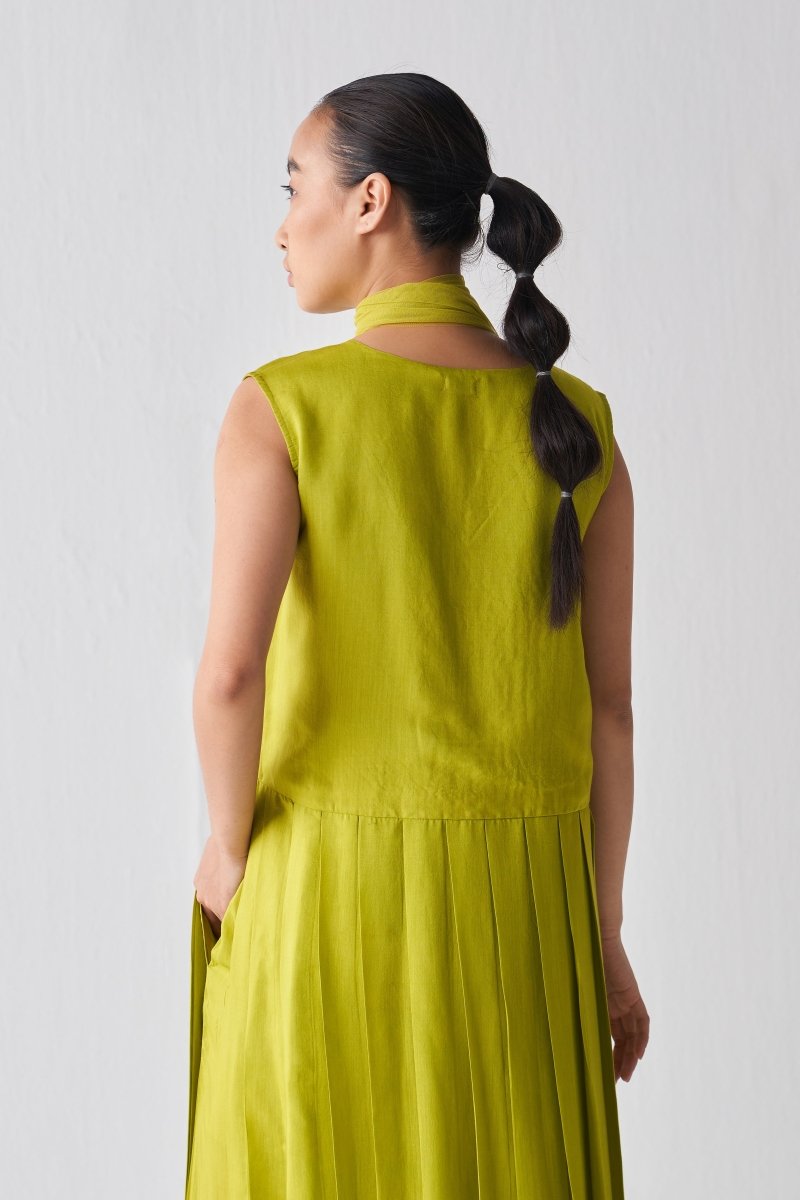 Waist Pleat Tunic Co ord - Lime - Three