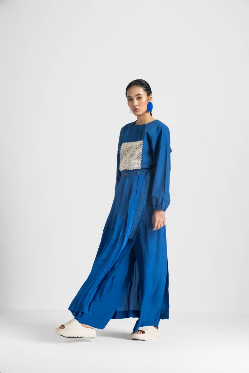 Wrap Skirt Pant - Electric Blue - Three